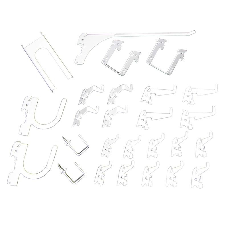 Slotted Metal Pegboard Hook Kit - White Toolboard Hooks